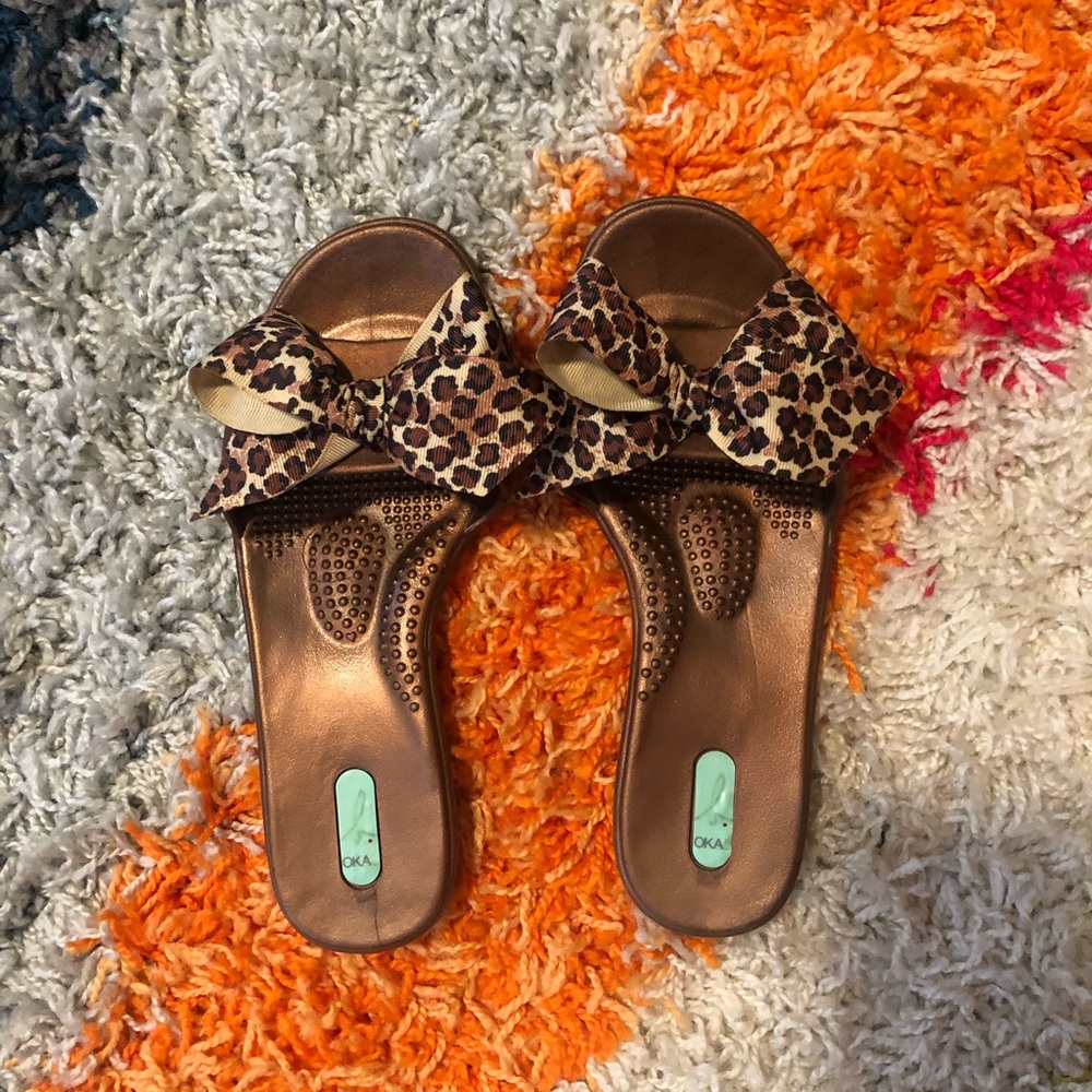 Oka-B Leopard Bow Sandals